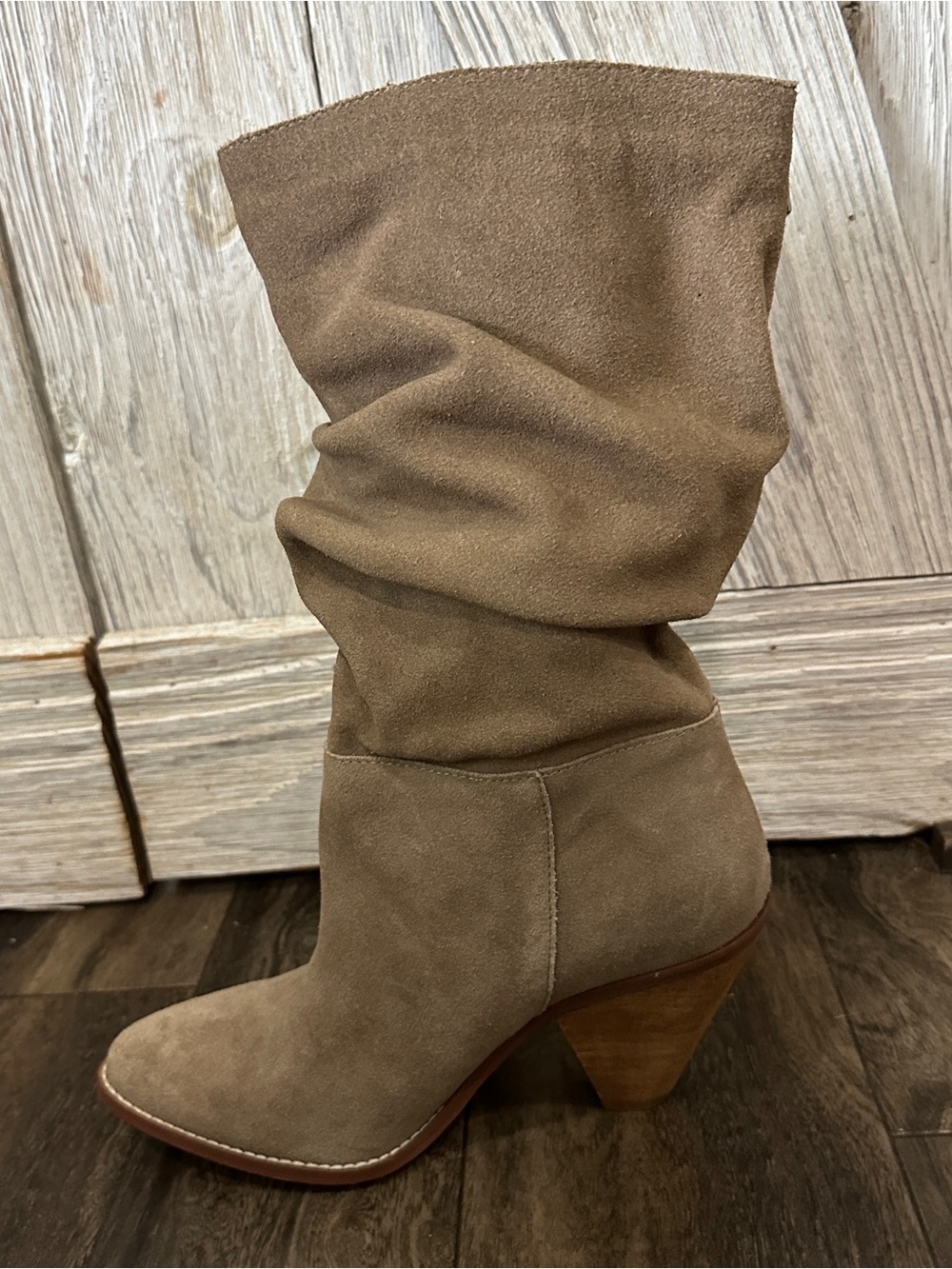 Chinese Laundry Stella Mink Suede Leather Slouchy Mid-Calf Boots - Picture 9 of 12